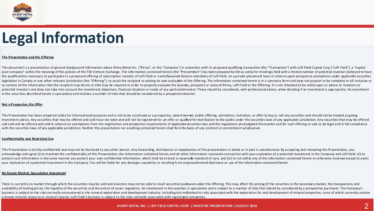 Kilroy Metal Investor Presentation, page 4